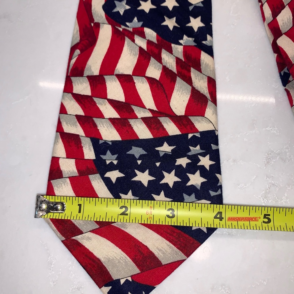 Vintage Beans McGee American Flag USA Cotton Tie - Picture 3 of 5